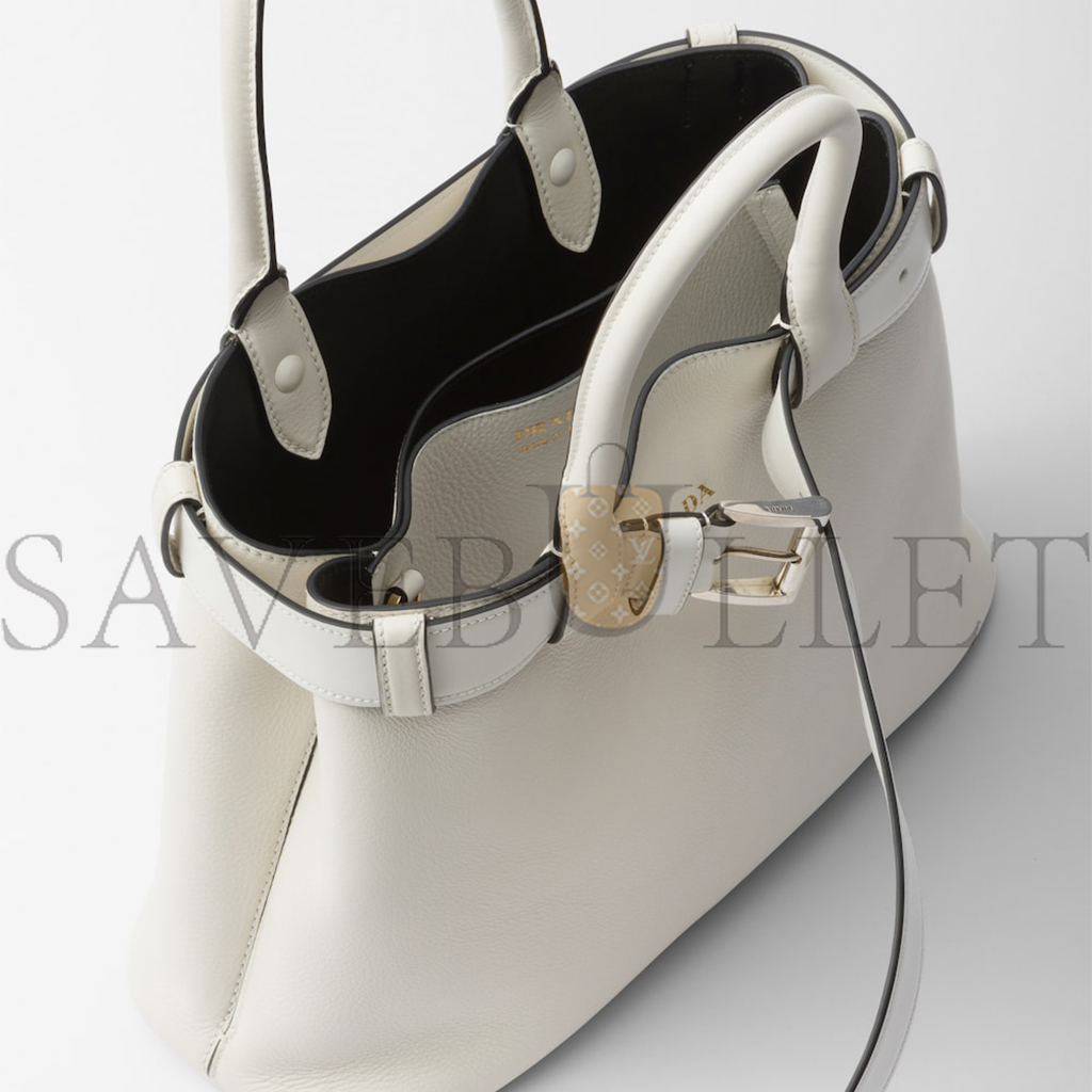 Pra*a buckle medium leather handbag with belt 1ba434 (32*23*11cm)